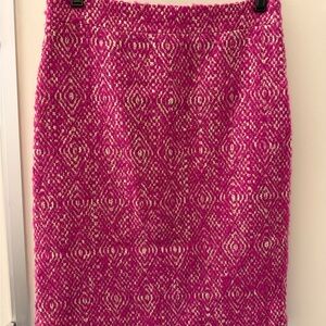 J. Crew Pink and White Patterned Pencil Skirt